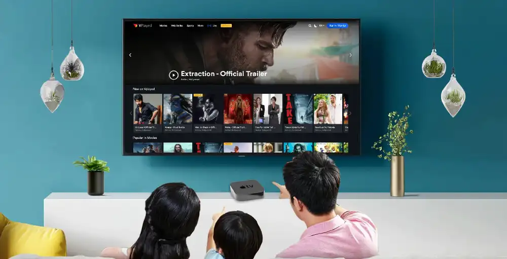 family watching on tv iron tv pro